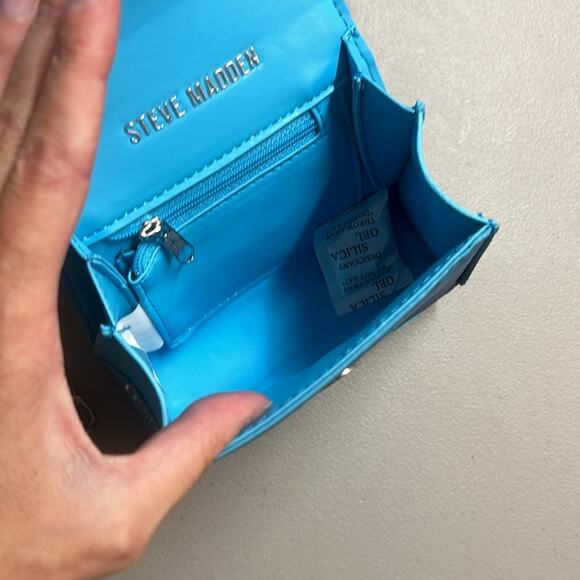 Steve Madden Purse Crossbody Turquoise Blue Flap Top Handle Bag Chain Bdoraa NWT - Picture 5 of 6